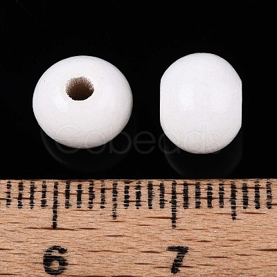 Spray Painted Round Natural Schima Wood Beads WOOD-A018-8mm-30-1