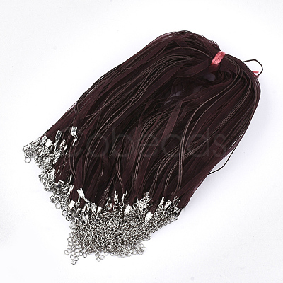 Waxed Cord and Organza Ribbon Necklace Making NCOR-T002-303-1