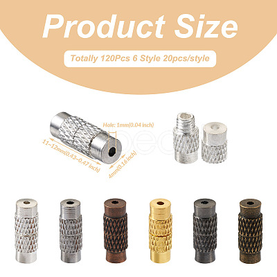 Kissitty 120Sets 6 Styles Column Brass Screw Clasps KK-KS0001-22-1