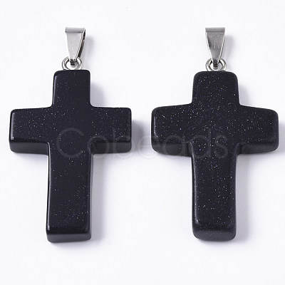 Synthetic Blue Goldstone Pendants G-Q512-012-1