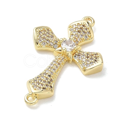 Easter Religion Brass Micro Pave Cubic Zirconia Connector Charms KK-T085-18G-G-1