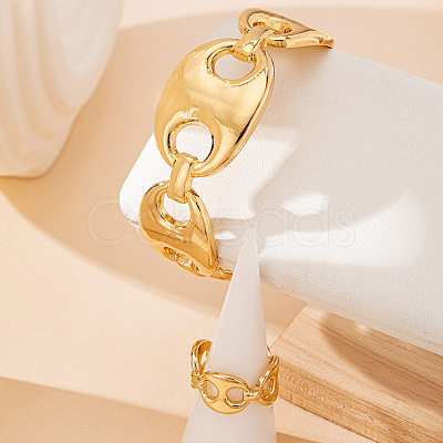 Coffee Bean Alloy Cuff Bangles & Rings Sets FS-WG0F6B5-01-1