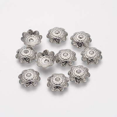 Multi-Petal 201 Stainless Steel Flower Bead Caps STAS-L205-06P-1