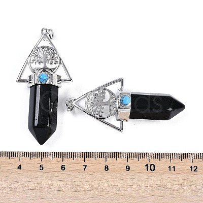 Natural Obsidian Faceted Pointed Bullet Big Pendants G-H076-02P-010-1