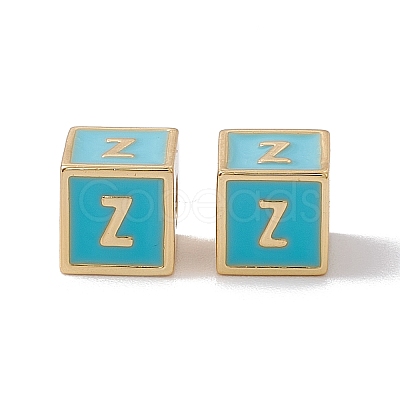 Rack Plating Brass Enamel Beads KK-B060-04G-06Z-1