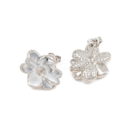 Brass Enamel Stud Earring Findings KK-CBA58F9-01P-01-1