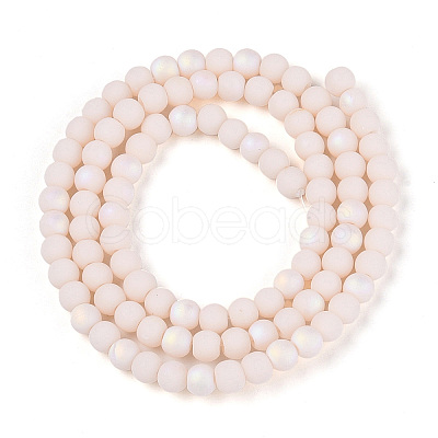 Frosted Opaque Glass Beads Strands GLAA-T032-P4mm-MBB09-1