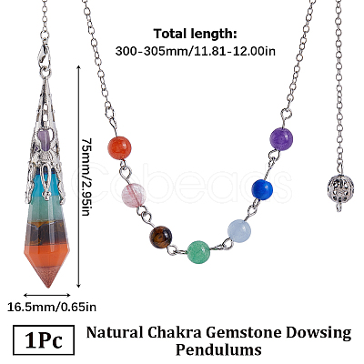 1Pc Natural Chakra Gemstone Dowsing Pendulums AJEW-SC0002-31P-1