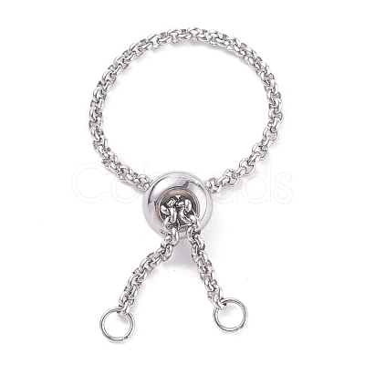 304 Stainless Steel Rolo Chains Slider Ring Findings RJEW-JR00443-02-1