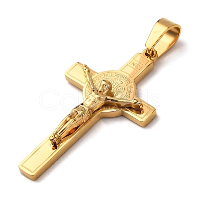 304 Stainless Steel Religion Jesus Cross Pendants STAS-F323-12G-1