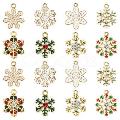 16Pcs 8 Styles Alloy Enamel with Rhinestone Pendants FIND-YW0005-88-1