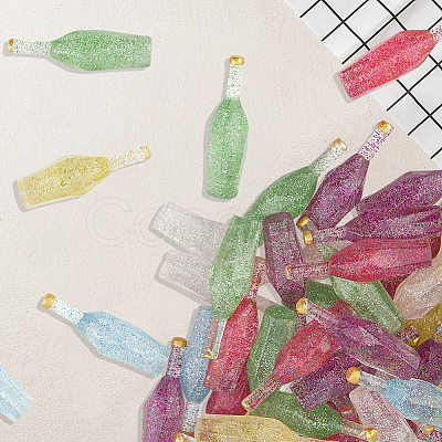 60Pcs 6 Colors Dummy Bottle Transparent Resin Cabochon RESI-SC0036-42-1