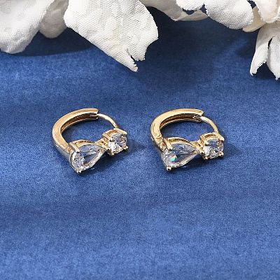 Brass Pave Cubic Zirconia Hoop Earrings KK-CBACA55-17G-1