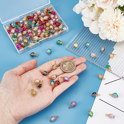 120Pcs Glass Pendant PALLOY-HY00005-1
