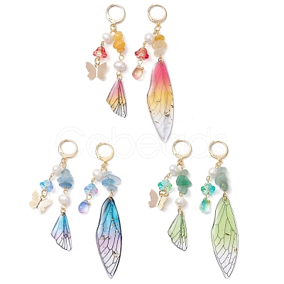 Natural Green Aventurine & Aquamarine & Topaz Jade Leverback Earrings EJEW-TA00591-1