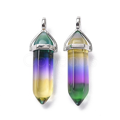 Faceted Bullet Glass Pointed Pendants KK-E282-01P-07-1