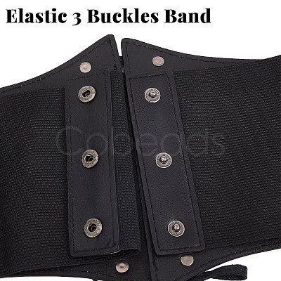 PU Leather Wide Elastic Corset Belts with Alloy Findings AJEW-WH0518-51-1