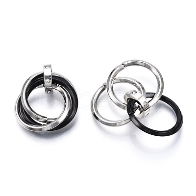 Ion Plating(IP) 201 Stainless Steel Interlocking Ring Pendants STAS-N099-01B-1