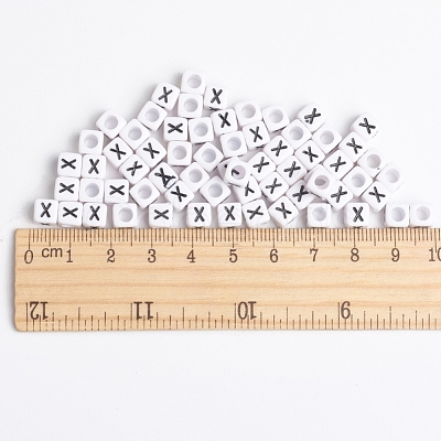 Acrylic Horizontal Hole Letter Beads PL37C9308-X-1