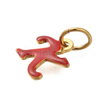Ion Plating(IP) 304 Stainless Steel Enamel Alphabet Charms STAS-F308-02G-K-1