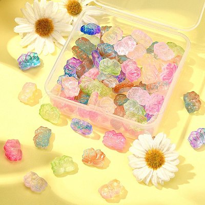 70Pcs 7 Colors Two Tone Glass Beads GLAA-CJ0001-78-1