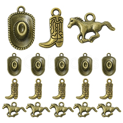 30Pcs 3 Styles Tibetan Style Alloy Pendants FIND-YW0010-51AB-1