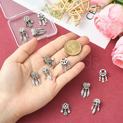 12Pcs 4 Styles Alloy European Beads FIND-CJ0005-01-1