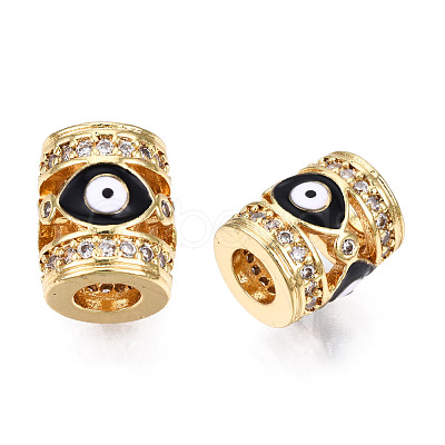 Brass Micro Pave Cubic Zirconia Beads KK-N227-90-1