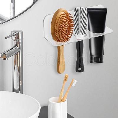 3-Slot Rectangle Acrylic Wall Mounted Comb Organizer Holder for Bathroom ODIS-WH0043-218B-1