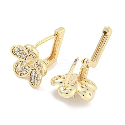 Brass Micro Pave Cubic Zirconia Hoop Earring Findings KK-S386-04G-1