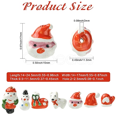14Pcs 7 Styles Christmas Handmade Porcelain Beads PORC-CJ0001-36-1