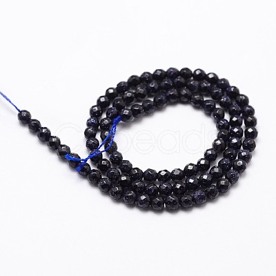 Synthetic Blue Goldstone Beads Strands G-D840-14-6mm-1
