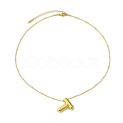 Ion Plating(IP) Initial Letter 304 Stainless Steel Pendant Necklace NJEW-R265-05G-T-1