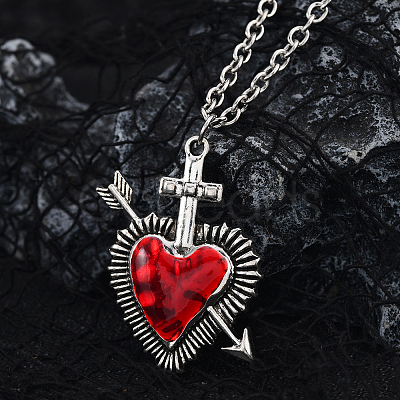 Halloween Alloy Dark Red Enamel Pendant Necklaces for Men Women Kids XF6660-5-1