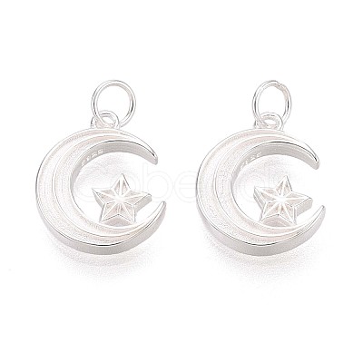 925 Sterling Silver Moon with Star Charms STER-N016-93S-1