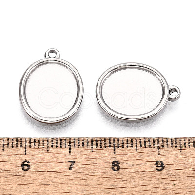 304 Stainless Steel Pendant Cabochon Settings STAS-T067-69P-1