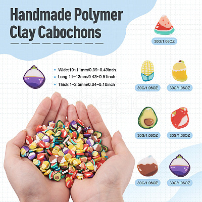 210G 7 Styles Handmade Polymer Clay Cabochons CLAY-TA0002-03-1
