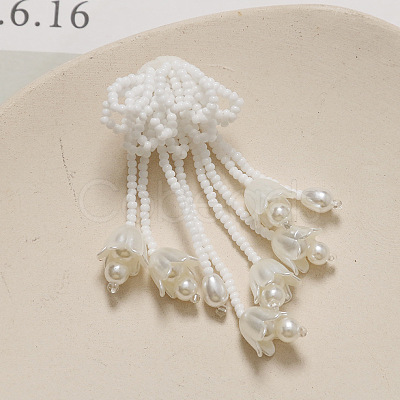 Handmade Glass Seed Beads Flower Tassel Stud Earrings FS-WG63232-01-1