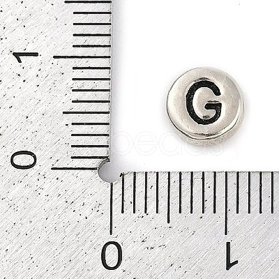 925 Sterling Silver Flat Round with Letter Beads STER-G044-01AS-G-1
