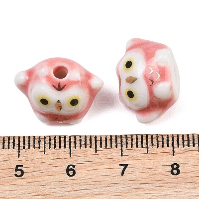 Cute Hand Painted Mini Owl Porcelain Beads PORC-F014-01F-1