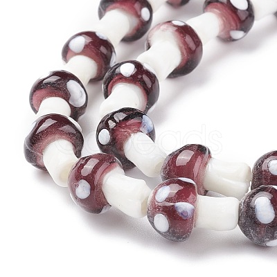 Mushroom Handmade Lampwork Beads Strands X-LAMP-R116-10-1