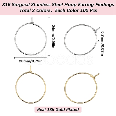 200Pcs 2 Style 316 Surgical Stainless Steel Wine Glass Charms Rings STAS-SC0007-20-1