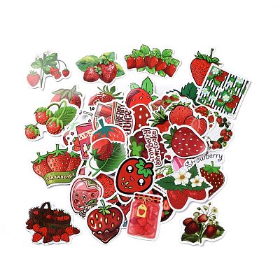 Cartoon Strawberry Paper Stickers Set DIY-G066-16-1