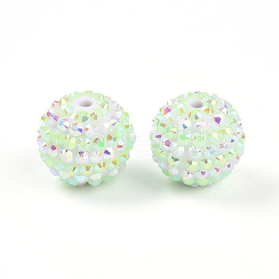 Stripe Pattern Resin AB Rhinestone Round Beads RESI-S313-18x20-14-1