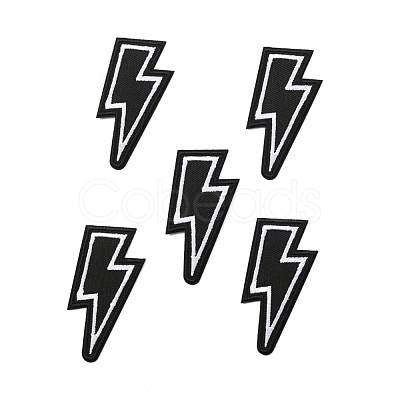 Lightning Bolt Polyester Computerized Embroidery Iron on Patches PATC-WH0001-78F-1