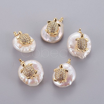 Natural Cultured Freshwater Pearl Pendants PEAR-J004-30G-1