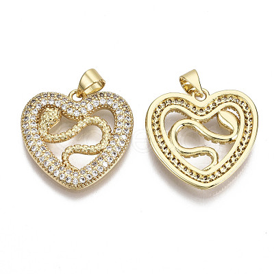 Brass Micro Pave Clear Cubic Zirconia Pendants ZIRC-N039-062-NF-1