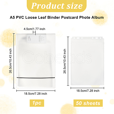 A5 PVC Loose Leaf Binder Postcard Phote Album with 50 Pockets Transparent Sleeve Protectors DIY-WH0028-44A-1