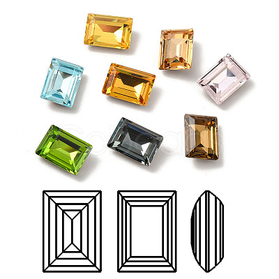 Faceted K9 Glass Rhinestone Cabochons GGLA-R042-04C-1