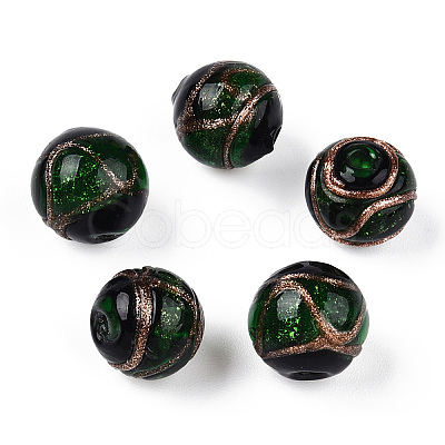 Handmade Gold Sand Lampwork Beads LAMP-T019-8mm-04-1